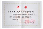 2012安徽百强第49名荣誉证书