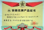 “天仪”牌WZP型工业用铂热电阻被安徽省人民政府推荐为九九年度安徽省名牌产品